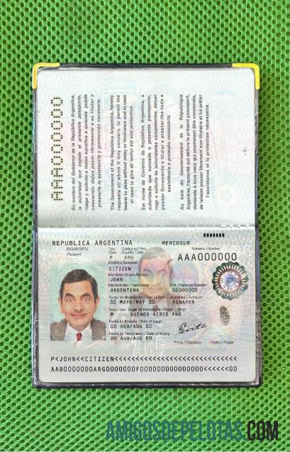 Foto do passaporte argentino amostra